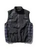 Chaleco de Punto y Tejido Patchwork Estilo Montaña Otoño/Invierno Black Fleet Custom Cuello Alto Estampado Cuadros Bloques de Color Chaleco Cortavientos para Exteriores