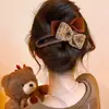 2026 Novo Elegante Presilha de Garra Grande Pelúcia Retro Presilha de Cabelo para Nuca Flor Bico de Pato Presilha de Cabelo para Mulheres