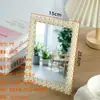 Estoque Dropshipping Mesa de Maquiagem Espelhada Tamanho Grande Mesa Espelho Perolado Tendência Estilo Ins Estilo Creme Suporte de Exibição de Pérolas