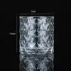 Vários porta-velas de vidro com relevo em formato de diamante, porta-velas de aromaterapia transparentes com relevo, recipientes DIY de cera de soja para ambiente doméstico