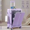 Mala de Viagem com Abertura Frontal e Porta-Copos, Mala Trolley Multifuncional de Bordo para Estudantes, Mala com Senha Anti-Queda de 24 polegadas