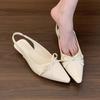 Sandalias Peep-Toe Planas Elegantes Versátiles para Adelgazar con Punta Puntiaguda y Moño para Mujer Zapatos de Noche