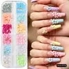 Venda Quente Transfronteiriça Conjunto de Contas de Aço Douradas e Prateadas, Pérolas e Ornamentos Coloridos de Cinco Pétalas para Nail Art com 12 Compartimentos Atacado em Estoque