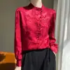 En Stock Camisa Elegante de Satén Nueva para Mujer Primavera/Verano con Cuello Alto, Top Holgado Versátil de Manga Corta para el Trabajo, Camisa Cardigan