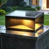 Luz solar de poste exterior impermeable LED de cuatro caras emisoras luz de jardín para casa villa balcón poste de puerta luz