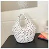 Bolsa Estilo Little Dirty, Bolso Artístico de Lunares Japonés y Coreano para Mujer, Bolso de Hombro Floral Fresco para Niña, Bolsa Tote Hecha a Mano con Nudo de Corbata