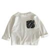 Camiseta Infantil de Manga Comprida Outono Meninos Estilo Japonês Floral Letra t Bebê Elegante Camiseta Básica Infantil Top Transfronteiriço