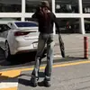 Calça Jeans Reta Larga de Cintura Alta Azul Retrô Estilo Americano para Mulheres - Lançamento Outono/Inverno 2025