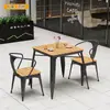Mesa de Jantar Moderna para Exterior em Madeira-Plástico Mesa para Cerveja e Bebidas ao Ar Livre para Restaurante Varanda Pátio Mesa e Cadeiras para Exterior