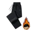 Calça casual masculina plus size transfronteiriça, algodão puro, forrada com fleece, calça de moletom de perna reta, calça masculina plus size feita sob medida, forrada com fleece de inverno