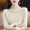 Capa base de cachemira sintética de alta gama para mujer, jersey de otoño e invierno con cuello semi-alto, suéter de punto de cachemira sintética
