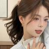 Arete Pequeño de Metal con Partículas Escarchadas Aguja de Plata S925 Diseño Nicho Nuevo Versátil Estilo de Moda de Alta Gama Aretes para Mujer