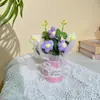 Ramo de Flores de Lana en un Cubo Abrazo, Regalo Hecho a Mano para Mejor Amiga, Ramo de Flores Pomposas, Ramo de Regalo para el Día de San Valentín y el Día del Maestro
