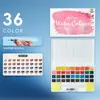 Set de caja de hierro de pigmento de acuarela sólida transfronterizo de 36 colores, pigmento sólido concentrado soluble en agua para viñeteado, 48 colores venta al por mayor de fábrica