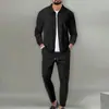 Jaqueta Cross-Border 2025 Masculina Outono Juventude Waffle Bolso com Zíper Gola Lapela Slim Cardigan Terno Jaqueta Masculina