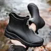 Botas de Chuva Quentes de Veludo Plus Venda Quente Transfronteiriça Sapatos de Chuva Modernos Botas de Água para Pescador Cavaleiro Sapatos de Água Antiderrapantes Sapatos de Borracha para Cozinha Obra