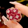 Artículo Popular Joyería Zhuang Shengsheng Base de Cobre Chapado en Oro Corindón Rojo Imitación Microincrustado Set de Joyería Color Oro Rosa de Lujo Ligero para Mujeres