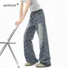 Jeans jacquard con estampado de estrellas completas Cleanfit para hombre, pantalones lavados de alta gama para primavera, jeans acampanados estilo americano tie-dye