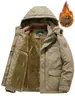 Ropa de Primavera Otoño Invierno Ropa Gruesa con Forro Polar Acolchada de Algodón Chaqueta de Pana para Hombre de Mediana Edad Holgada Casual de Trabajo con Múltiples Bolsillos para Hombre