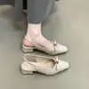 Sandalias Chuyuji de tacón grueso con puntera cerrada y lazo estilo francés, nuevos zapatos de moda para mujer primavera/verano, estilo commuter, de camelia, para combinar con faldas