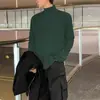 Suéter Térmico de Gola Alta Meia para Homens, Estilo Maduro, Forrado com Fleece, Marca Tendência Outono e Inverno, Camisa Base de Cor Sólida com Manga Longa