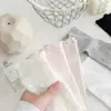 Calcetines de Malla Floral Blancos para Mujer, Calcetines de Media Pantorrilla, Delgados y Transpirables para Primavera y Verano, con Borde de Encaje, Calcetines Largos de Algodón Estilo Ballet