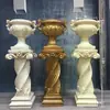 Casamento Coluna Romana Dourada Vaso de Flores Prateleira Guia de Estrada Listrado Europeu Troféu Fibra de Vidro Adereços de Casamento