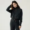 Cardigan de Tricô de Caxemira Macio e Amigo da Pele Novo Outono/Inverno para Mulheres Solto Emagrecedor Gola Alta Meia Peça Outerwear Top de Botão Único
