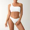 2026 Bikini Europeo y Americano Traje de Baño de Comercio Exterior Dividido Traje de Baño Huludao Vacaciones Color Sólido Sexy Transfronterizo Personalizado de un Hombro