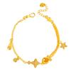 Pulseira de Corrida com Estrela de Quatro Pontas em Ouro de Areia Vietnamita e Diamante, Pulseira Deslizante com Diamante Redondo, Pulseira Retro Estilo Chinês Novo para Mulheres
