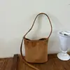 Bolso Cubo Elegante de Gamuza Mate Modelo Nuevo 2026 para Mujer, Estilo Único y Relajado, Bolso de Hombro y Cruzado Vintage de Color Sólido