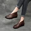 Botas Femininas Curtas de Couro de Vaca com Salto Baixo Estilo Retro Nova Coleção Primavera 2026 com Solado Plano e Macio para Uso Casual
