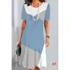 Vestido de Verano para Mujer Y2 Transfronterizo Europeo y Americano con Estampado Floral 3D Moda Cuello Redondo Manga Corta