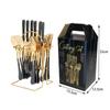Juego de Cubiertos de Acero Inoxidable de 24 Piezas Set de Regalo en Caja con Cuatro Piezas Principales: Cuchillo, Tenedor, Cuchara, Mango de Cerámica, Vajilla de Hotel Estilo Nórdico