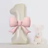 Balão de Número de Aniversário Creme de 32 polegadas Laço Props de Atmosfera para Fotos de Piquenique ao Ar Livre Decoração de Festa de Bebê