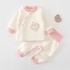 Conjunto de ropa interior térmica de cintura alta para otoño e invierno para bebés, que incluye camisetas de manga larga y pantalones largos, adecuado para recién nacidos, niños y niñas, con forro acolchado