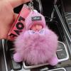 Muñeca para dormir de piel de zorro, juguete de peluche, adornos para teléfono móvil, cordón, muñeca, colgante para bolso de piel real, llavero para coche