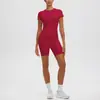 Moda Yoga Transfronteiriça Europeia e Americana Novo Estilo Feminino Alta Elasticidade Justo Manga Curta para Corrida Camiseta Shorts Fitness de Cintura Alta Secagem Rápida Conjunto