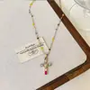Nuevo Collar de Perlas Turquesas de Estilo Chino para Mujer Verano Color Fresco Pequeño Moda Lujo Ligero Dopamina Cadena Clavícula con Cuentas