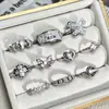 Estilo Medieval Tardío Elegante Dulce Fresco Blanco Esmalte de Goteo Mariposa Saturno Anillo de Moda Anillo Geométrico Simple de Personalidad de Nicho para Mujeres
