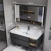 Mueble de baño moderno y sencillo de cerámica integrado con combinación de lavabo de lujo y luz para el rostro
