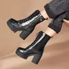 Botines Cortos con Cordones Delanteros para Mujer Tacón Grueso Otoño e Invierno Tacón Alto 0 Botas tipo Dr. Martens Botas para Mujer wish202 Cremallera Lateral Comercio Exterior