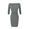 Vestido feminino de um ombro com mangas de sete quartos, estilo delicado, novo estilo outono, elegante, modelador, sexy, saia curta justa ao corpo