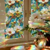Xc9078 Láser Colorido Relieve Pequeñas Ramas de Flores Blancas Sala de Estar Hogar Decoración de Vidrio Pegatina Electrostática Exportación Venta al por Mayor