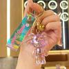 Chaveiro Urso Violento de Cristal Criativo Acrílico Boneca Transparente Chaveiro Pingente Chave de Carro Pingente Fofo para Bolsa