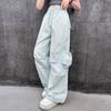 Calças Cargo Femininas Verão Novo Calças da Moda Infantil para Meninas Crianças Grandes Calças Finas Retas de Perna Larga