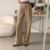 Pantalones Casuales Rectos de Pierna con Bolsillos Dobles, Caída, Cintura Alta Adelgazante, Versátiles, de Primavera y Otoño, Estilo Coreano Chic, Sencillos, de Nicho, para Viajar
