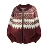 Cárdigan de punto Fair Isle texturizado para hombre y mujer en otoño e invierno, imitación de visón, estilo étnico, suave, ceroso, chaqueta de punto para pareja