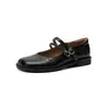 Elegantes y sencillos zapatos Mary Jane de punta redonda con tacón grueso de 2 cm, doble hebilla, corte bajo, versátiles zapatos planos para mujer con un estilo femenino