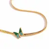 Cadena para Clavícula Retro Mariposa Verde Acero de Titanio Oro 18k Cadena Hueso de Serpiente Ins Lujo Ligero de Alta Gama Diseño Nicho Collar para Mujeres